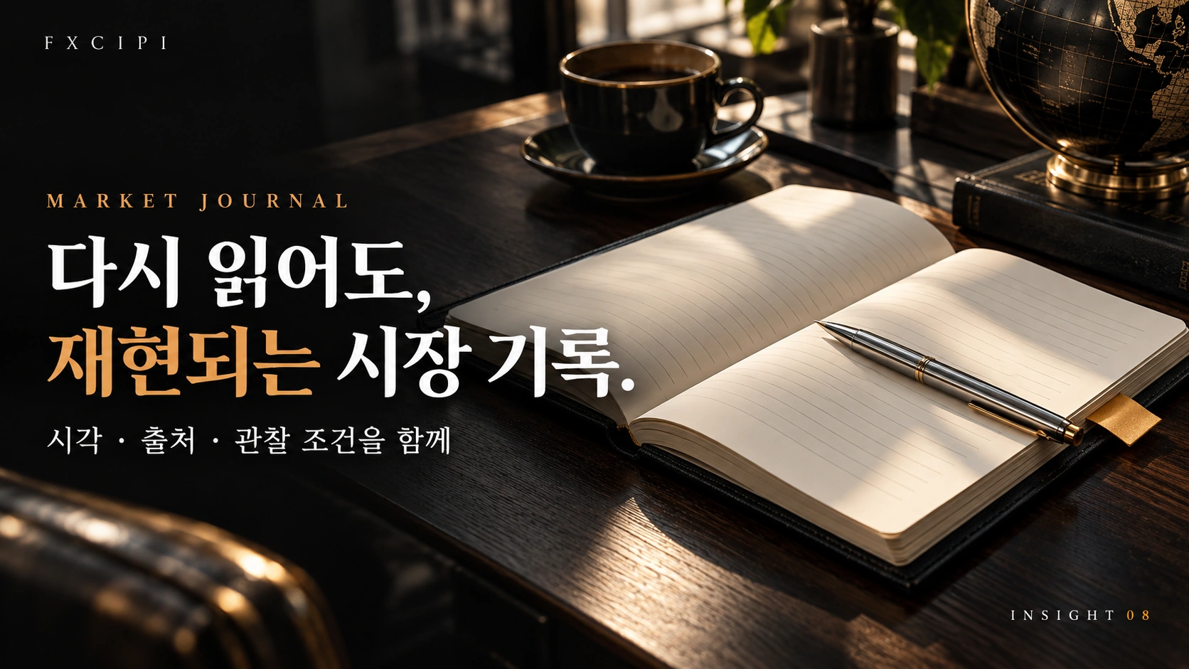 비교 조건을 남기는 시장 관찰 기록을 소개하는 FXCIPI 카드뉴스 표지